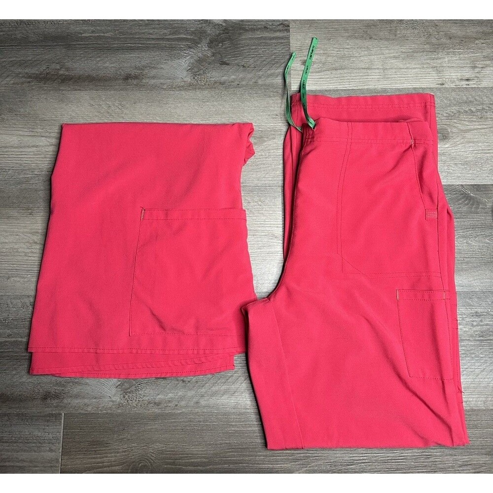 Carhartt Force Cross-Flex Women’s Scrub Pants Size 2X Pink Green Drawstring